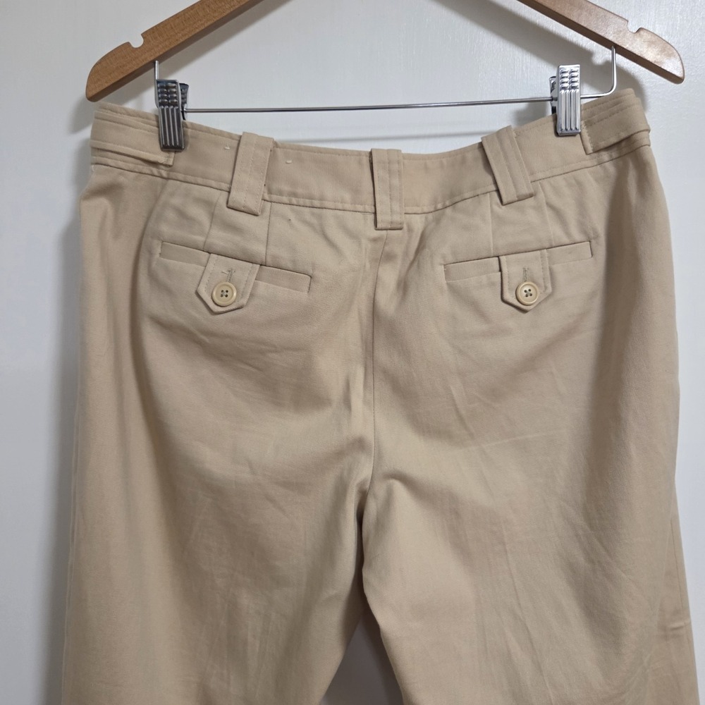 LOFT Womens Marisa Capri Pants Size 8 Beige Cropped Lace Hem Stretch Cotton - Picture 7 of 12